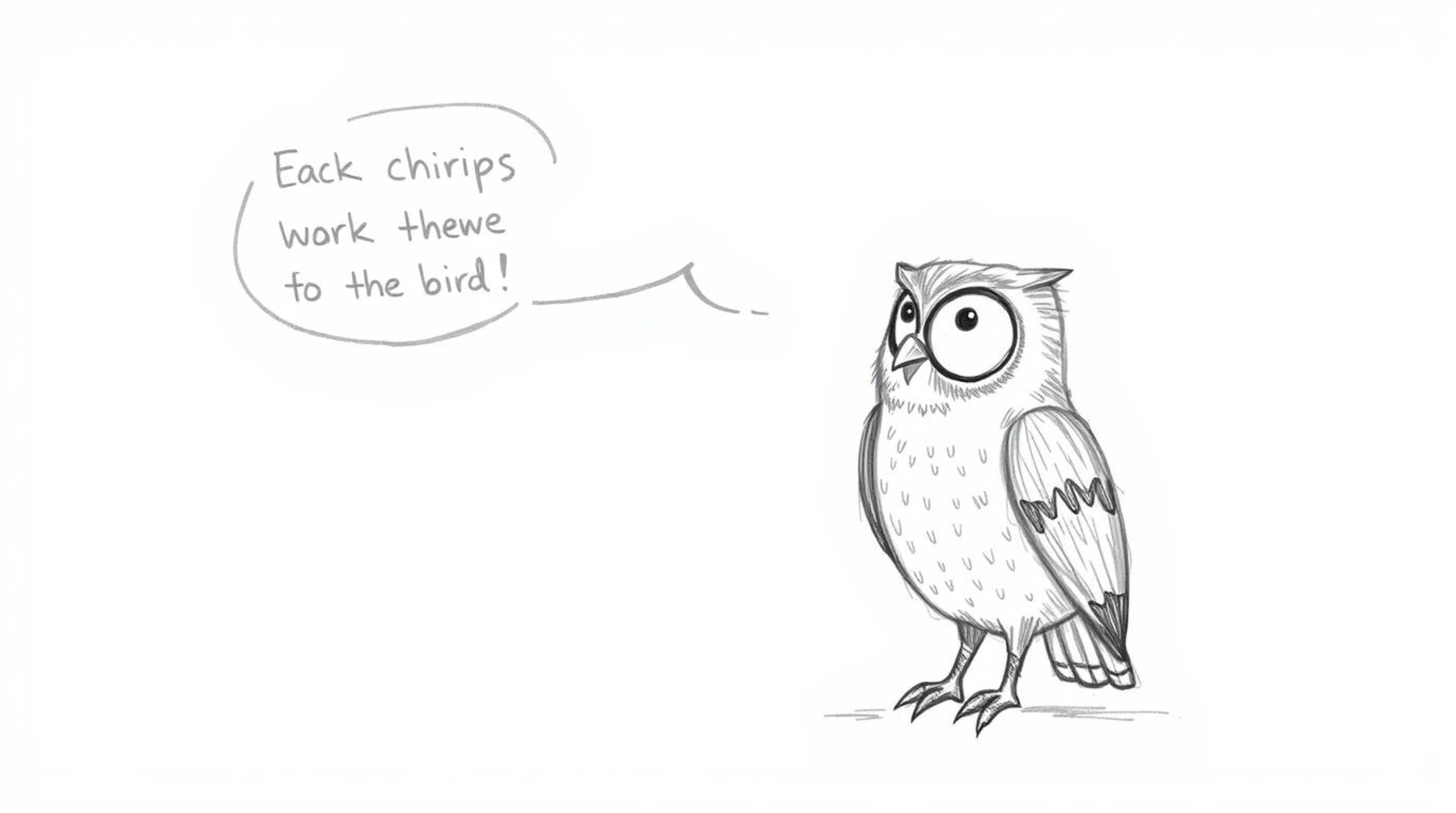 A heartwarming, hand-drawn sketch in the Pixar style depicts a blind owl with textured pencil strokes, passionately teaching 
