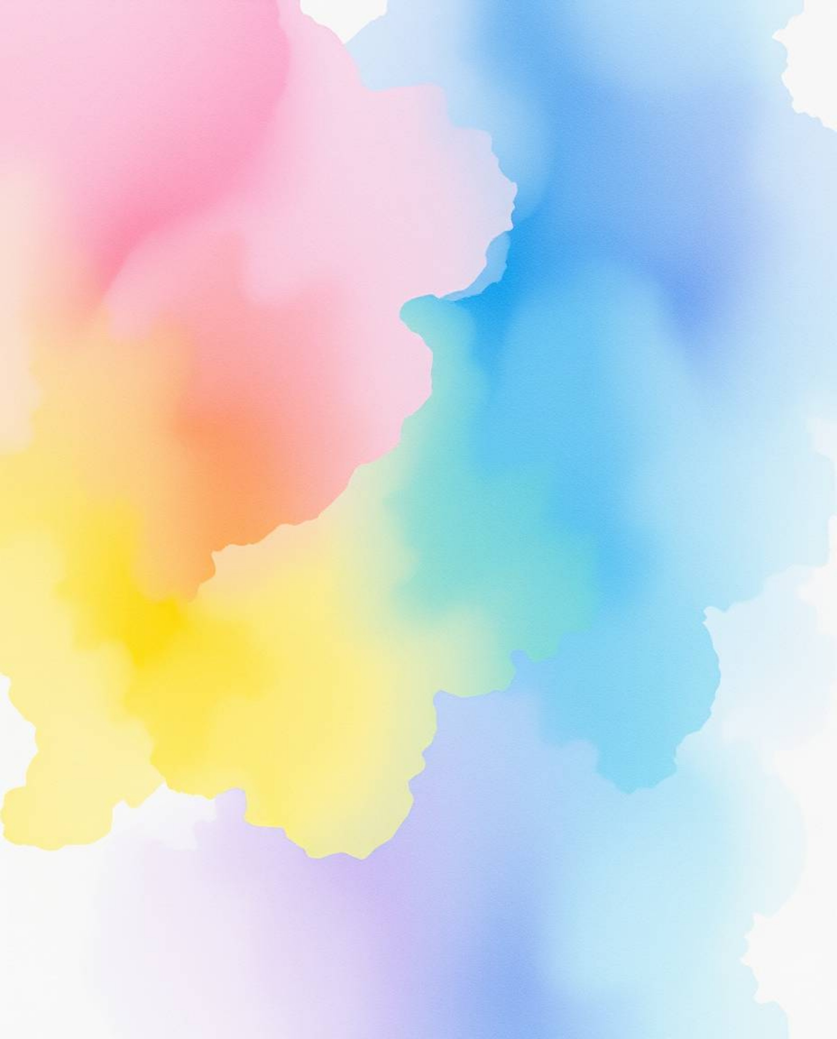 Experience the beauty of a smooth gradient transition featuring colorful watercolor splashes on paper. This artwork showcases
