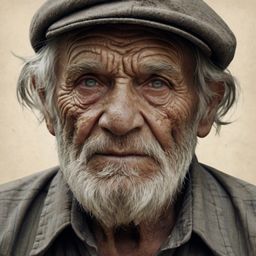 A captivating traditional pencil sketch depicting the weathered face of an old man. The artwork showcases intricate details, 