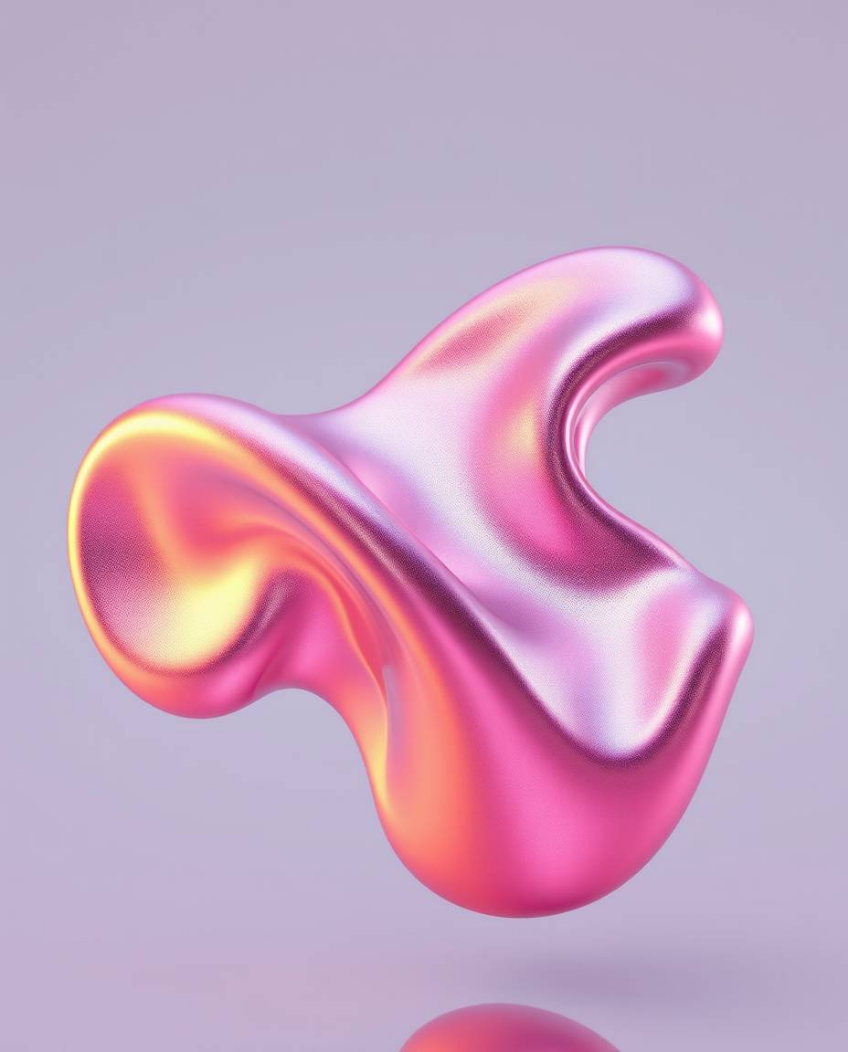 Explore mesmerizing 3D fluid shapes with captivating metallic textures, gracefully floating in a zero-gravity environment.  T