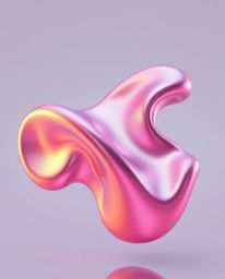 Explore mesmerizing 3D fluid shapes with captivating metallic textures, gracefully floating in a zero-gravity environment.  T