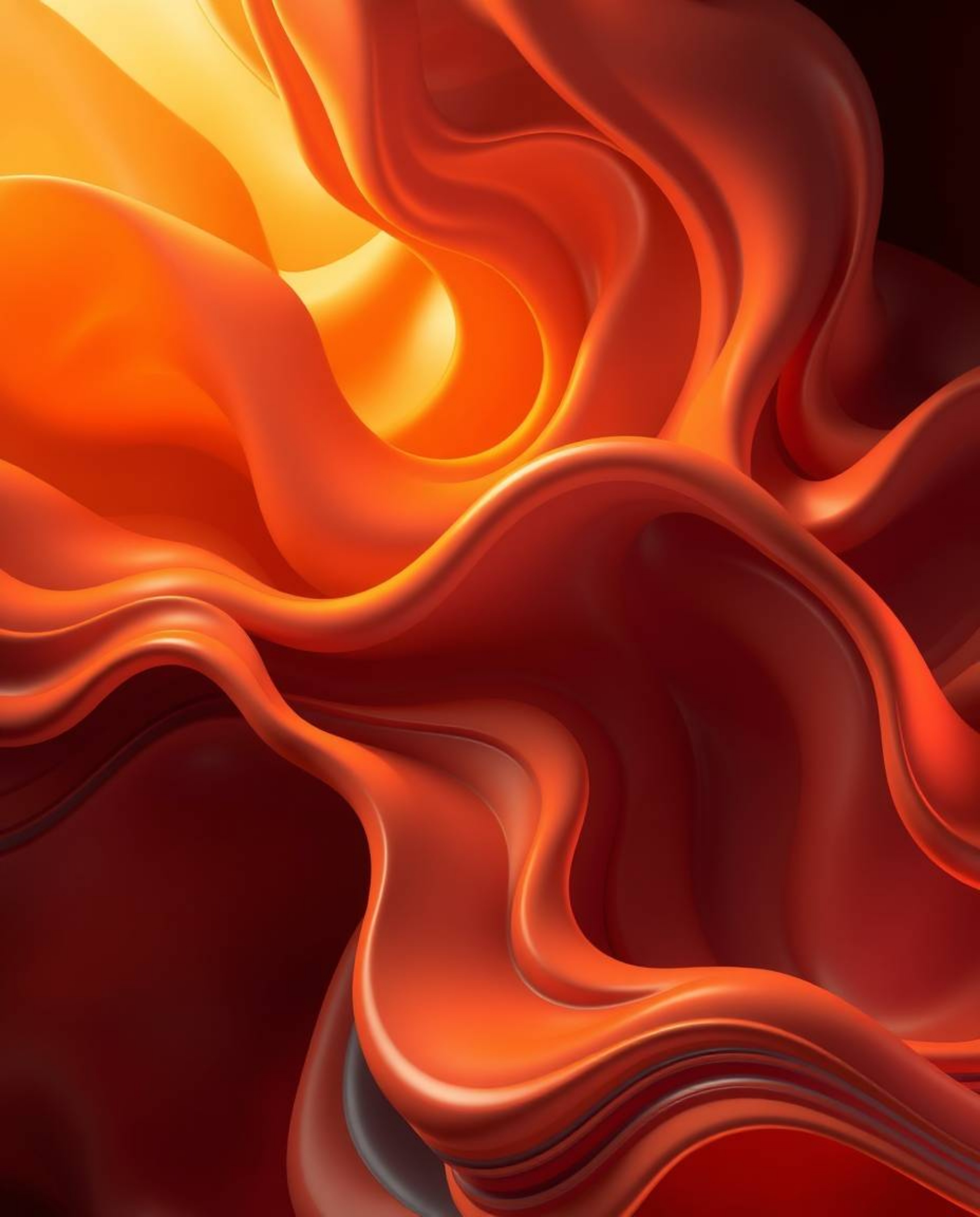 This stunning 3D illustration captures the essence of warm autumn colors through fluid shapes that seamlessly morph into each