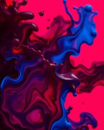 A captivating macro photograph showcases the mesmerizing swirl of rich burgundy and deep blue ink in water.  The vibrant colo
