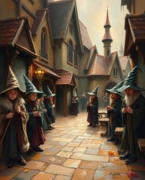 Immerse yourself in a magical school brimming with young wizards, brought to life in the classic oil painting style. The war