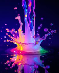 Explore the mesmerizing world of bioluminescent and iridescent art with high-speed photography.  Witness a vibrant paint spla