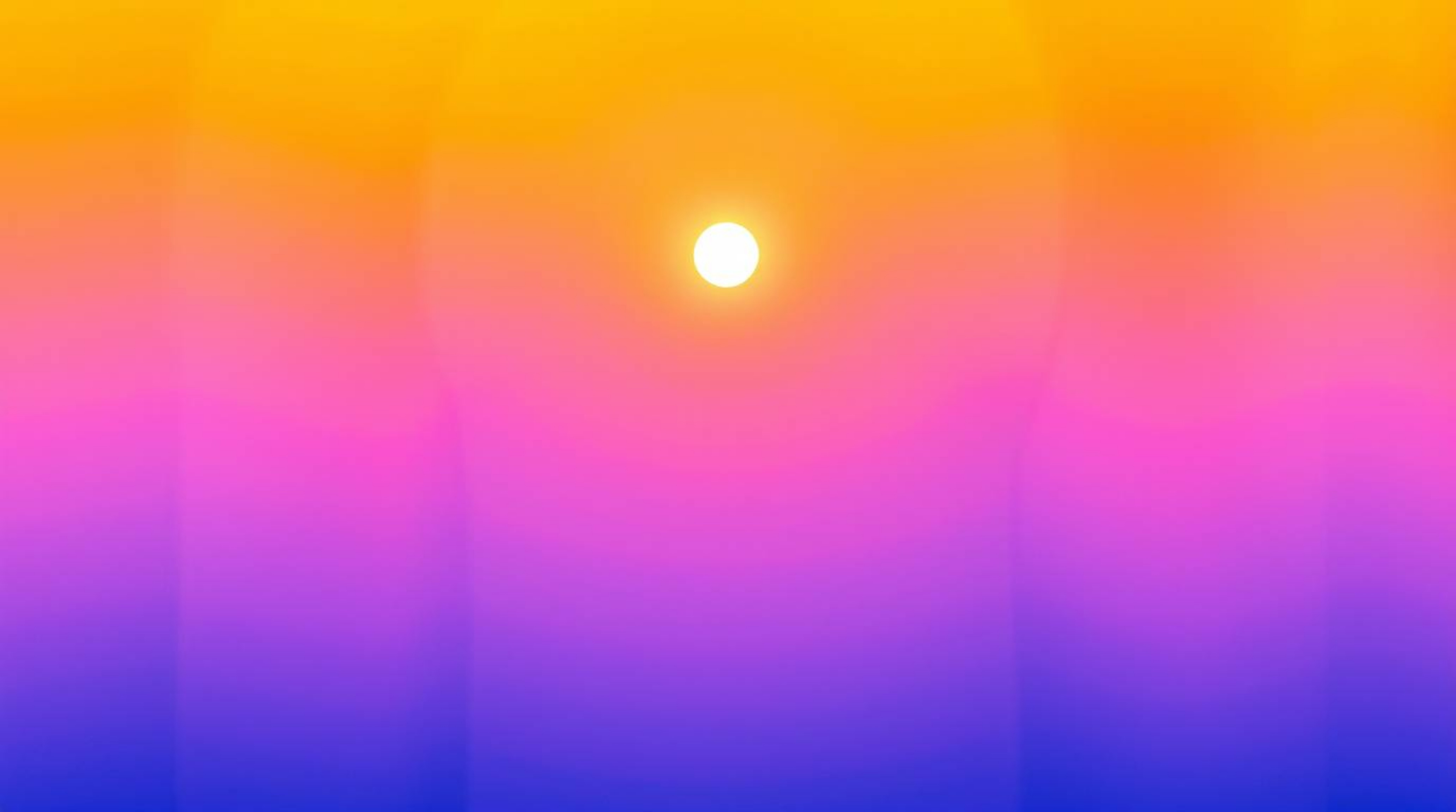 Experience a captivating bird's-eye view showcasing bright, vibrant colors contrasted against a mesmerizing sunset sky gradie