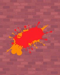 This design features a modern flat aesthetic with warm reds, oranges, and yellows, showcasing vibrant graffiti-style splashes