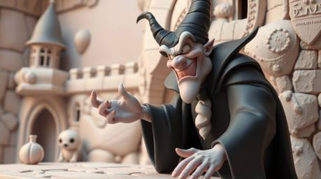Discover captivating images of soft pastel clay sculptures, featuring a classic Disney villain casting a spell in an old cast