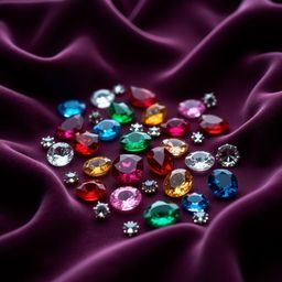 A captivating image showcasing a luxurious display of vibrant gemstones like rubies, emeralds, sapphires, and diamonds elegan