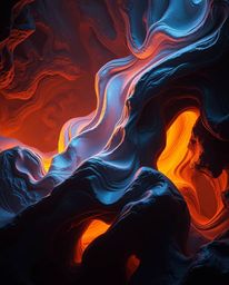 Experience a mesmerizing 3D illustration showcasing fluid shapes seamlessly morphing into each other, illuminated by intense 