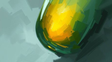 A dynamic digital sketch featuring a glass object with smooth gradient textures, rendered in a painterly style with loose str
