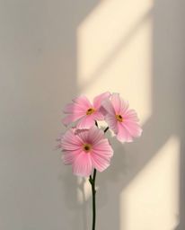 Gentle soft light illuminates distinct split flowers blooming amidst bold areas and diffused shadows. The scene may evoke a p