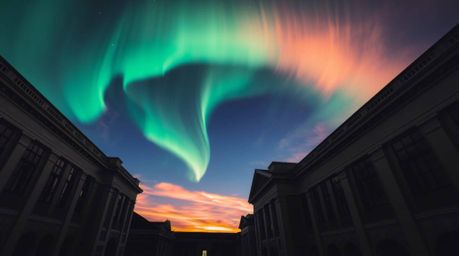 Captivating architectural photography showcasing classic black and white imagery alongside breathtaking scenes of the Norther