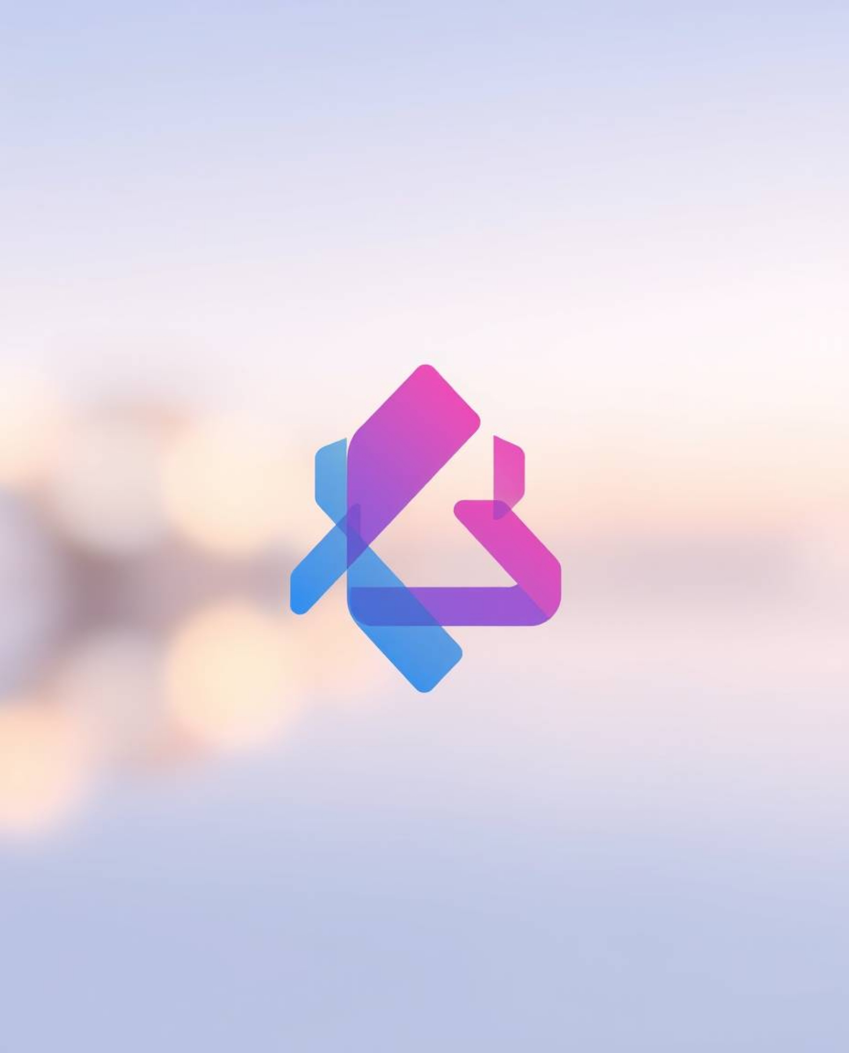 This design showcases a minimal logo with a soft gradient of pink, blue, and violet colors arranged in geometric shapes, emph