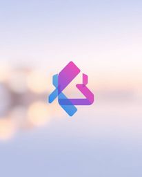 This design showcases a minimal logo with a soft gradient of pink, blue, and violet colors arranged in geometric shapes, emph