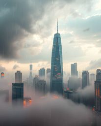 Explore the captivating juxtaposition of intense dramatic weather and soft pastel colors in a glitchy digital landscape. This