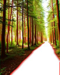 A captivating digital painting showcases a forest scene dramatically divided by a distinct digital glitch effect.  The surrea