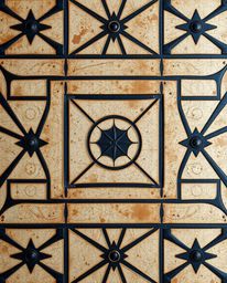 This cast bronze surface image showcases a striking black and white geometric pattern, creating captivating optical illusion 