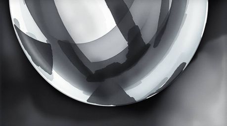 A delicate watercolor painting capturing a glass object's reflection of smooth gradient textures in intense jet black. Deep s