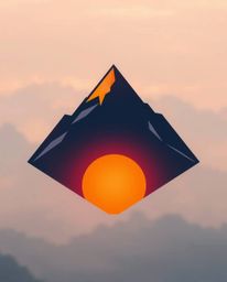 This geometric logo design is inspired by a high-alpine peak sunset, characterized by a soft cinematic haze and a gentle past