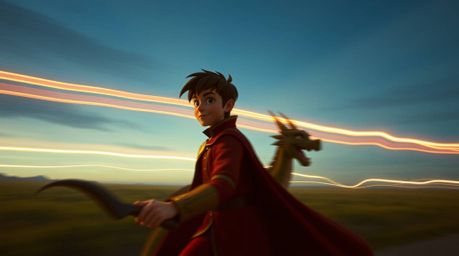 This collection showcases long-exposure photographs depicting a charming prince battling a dragon in a vibrant 1950s animatio