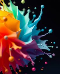 Explore the captivating world of extreme macro photography with intricate origami-style abstract 3D colorful splash shapes fl