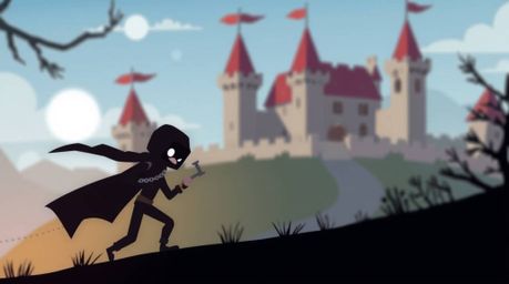 Modern flat design illustration depicting a thief carefully sneaking into a heavily guarded castle. The illustration utilizes