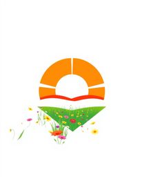 A bright and vibrant logo designed with geometric shapes and clean lines. The composition is perfectly balanced, symmetrical,