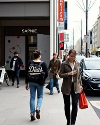 A captivating candid street photograph showcases a minimalist geometric pattern of circles and lines in the Bauhaus style.  T