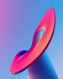 Explore a visually striking abstract composition featuring colorful 3D fluid shapes harmoniously interacting with geometric f