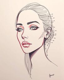 A captivating color sketchnote depicts a graceful, elegant hand-drawn sketch of a human face undergoing a digital glitch tran
