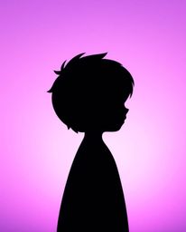 This artwork features a captivating silhouetted figure set against a minimal background, enhanced by a soft gradient texture 