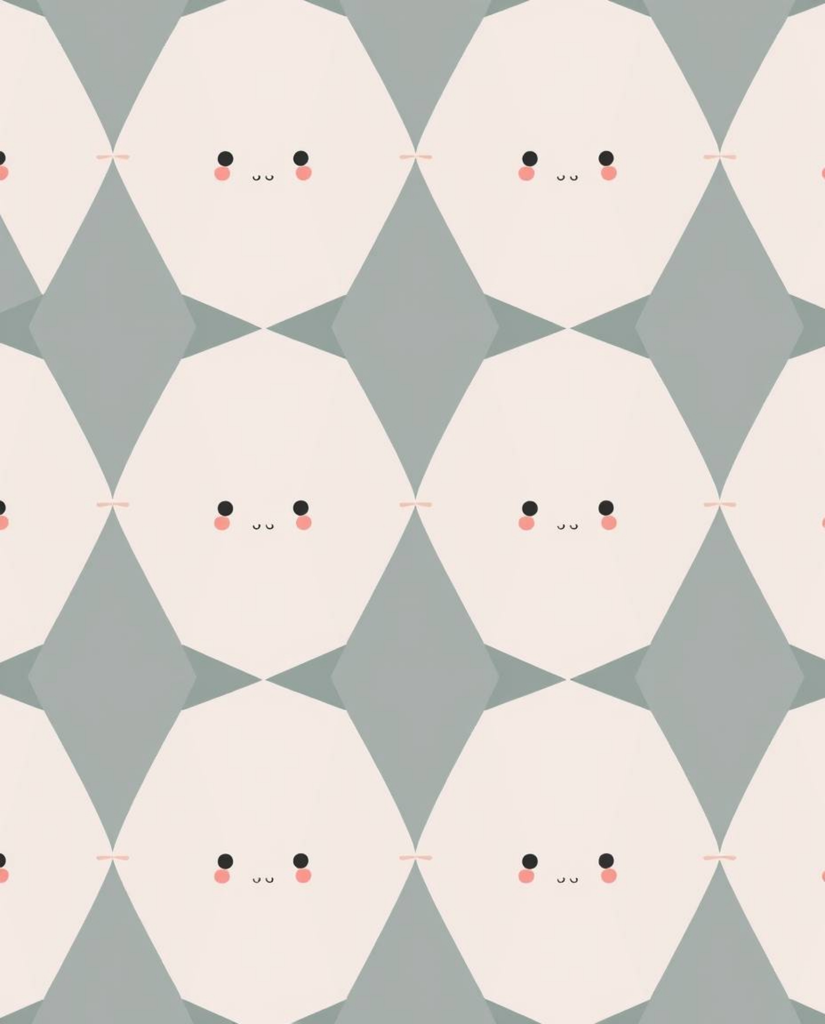 This collection showcases an adorable and cute hand-drawn sketch of a geometric pattern wallpaper rendered in soft pastel gra