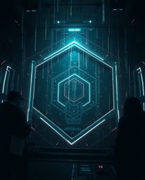 Immerse yourself in a high-contrast, low-key lit, futuristic sci-fi scene brimming with an eerie atmosphere. Witness glitched
