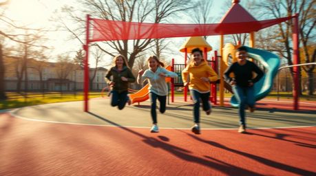 Experience a dramatic slow-motion run through a vibrant playground.  This captivating video showcases complementary colors, b