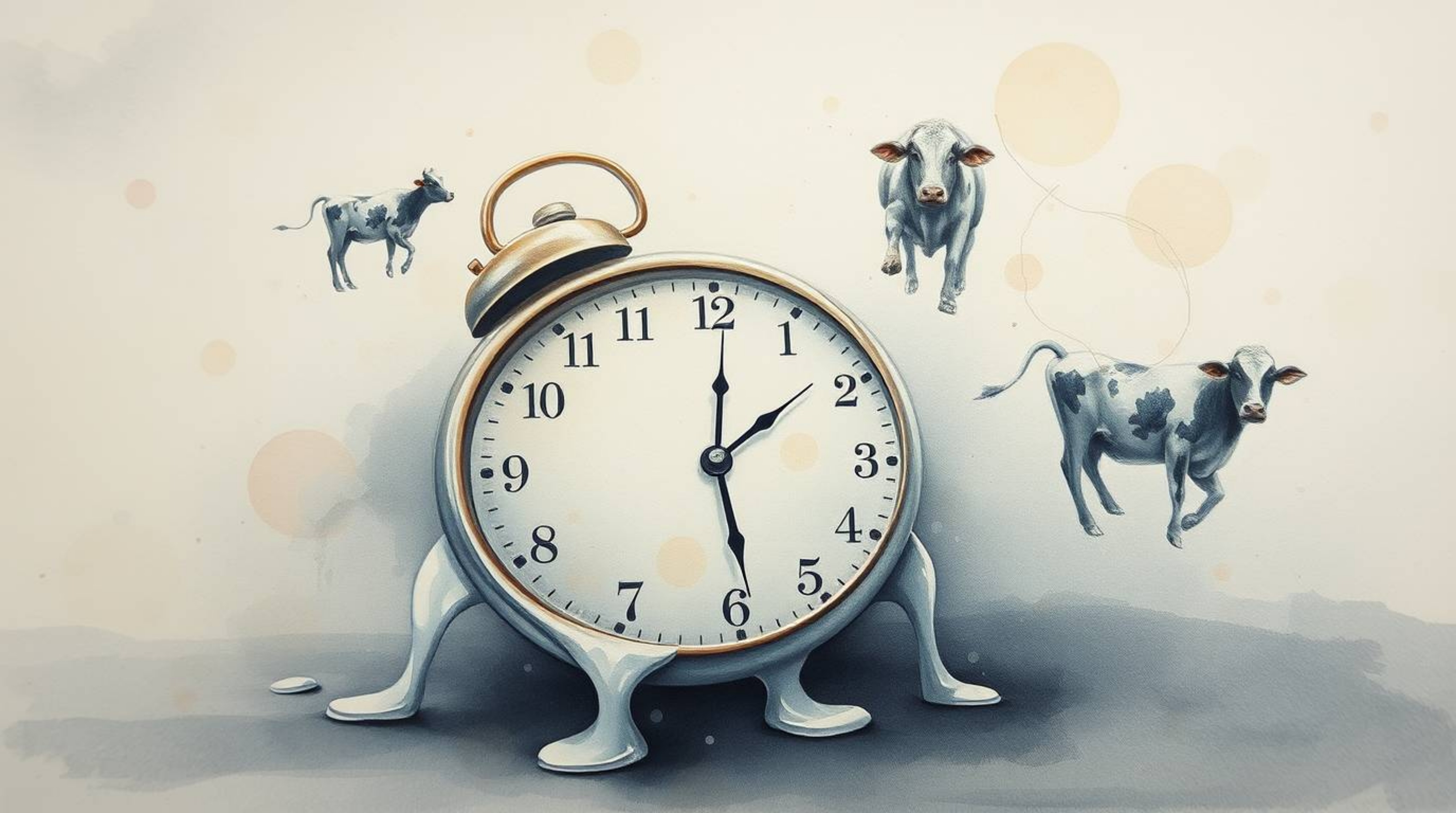 Immerse yourself in a delicate watercolor painting depicting a surreal dreamscape.  Melting clocks and floating cows drift ac