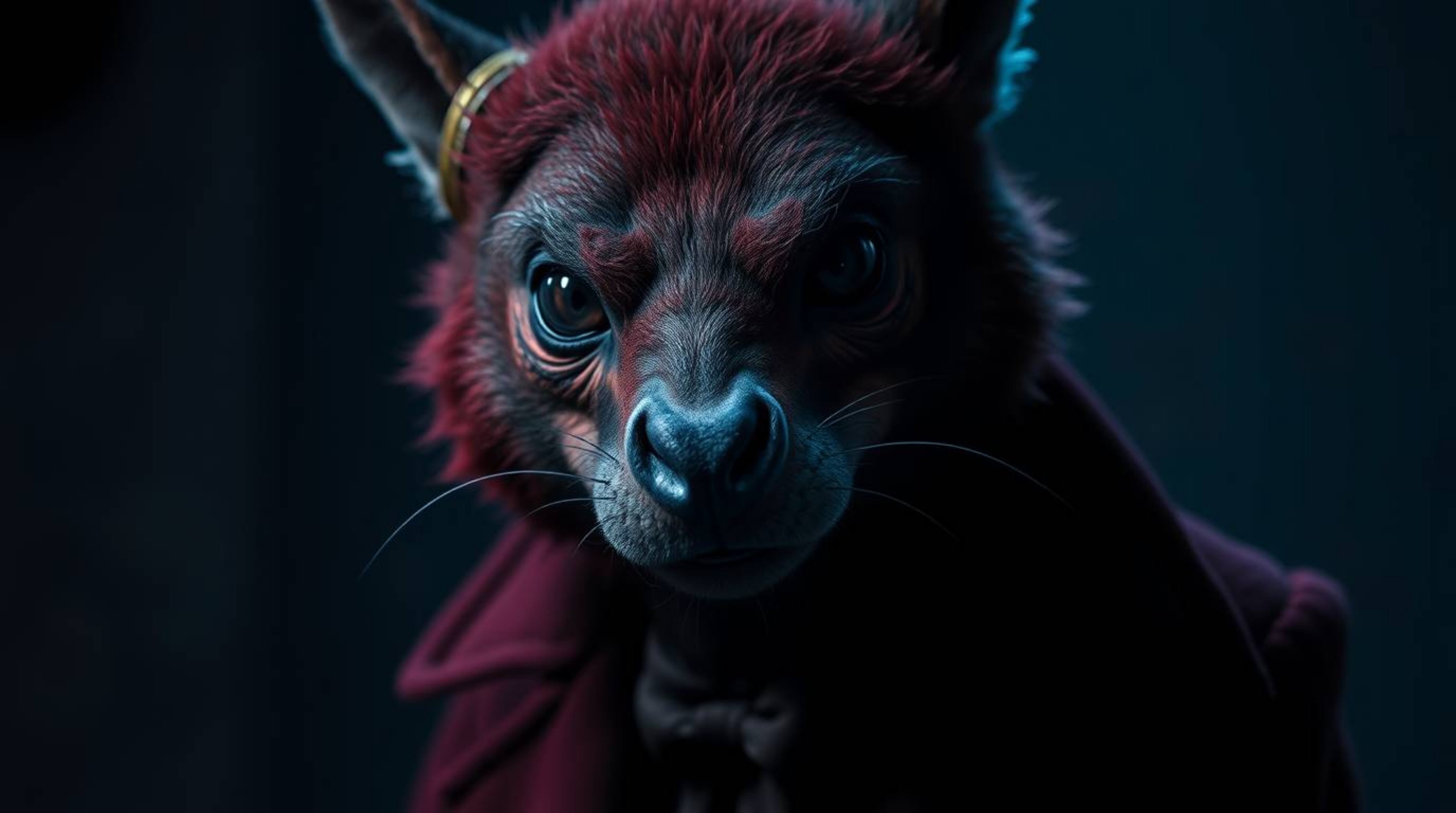 Discover captivating digital art featuring a sarcastic animal sidekick with expressive eyes.  The artwork is characterized by