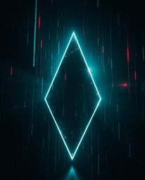 Experience the intense drama of glitched geometric shapes floating in cyberspace.  This artwork evokes a strong Matrix vibe w