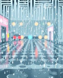 Capture the charm of a rainy day with an adorable and cute wet scene featuring a striking black and white geometric pattern i