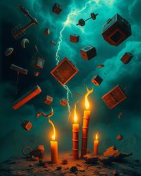 Experience a breathtaking surreal storm where gravity is defied, and everyday objects take flight. Immerse yourself in a scen