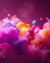 Explore this high-resolution stock photo featuring a mesmerizing abstract composition of colorful 3D fluid shapes dynamically
