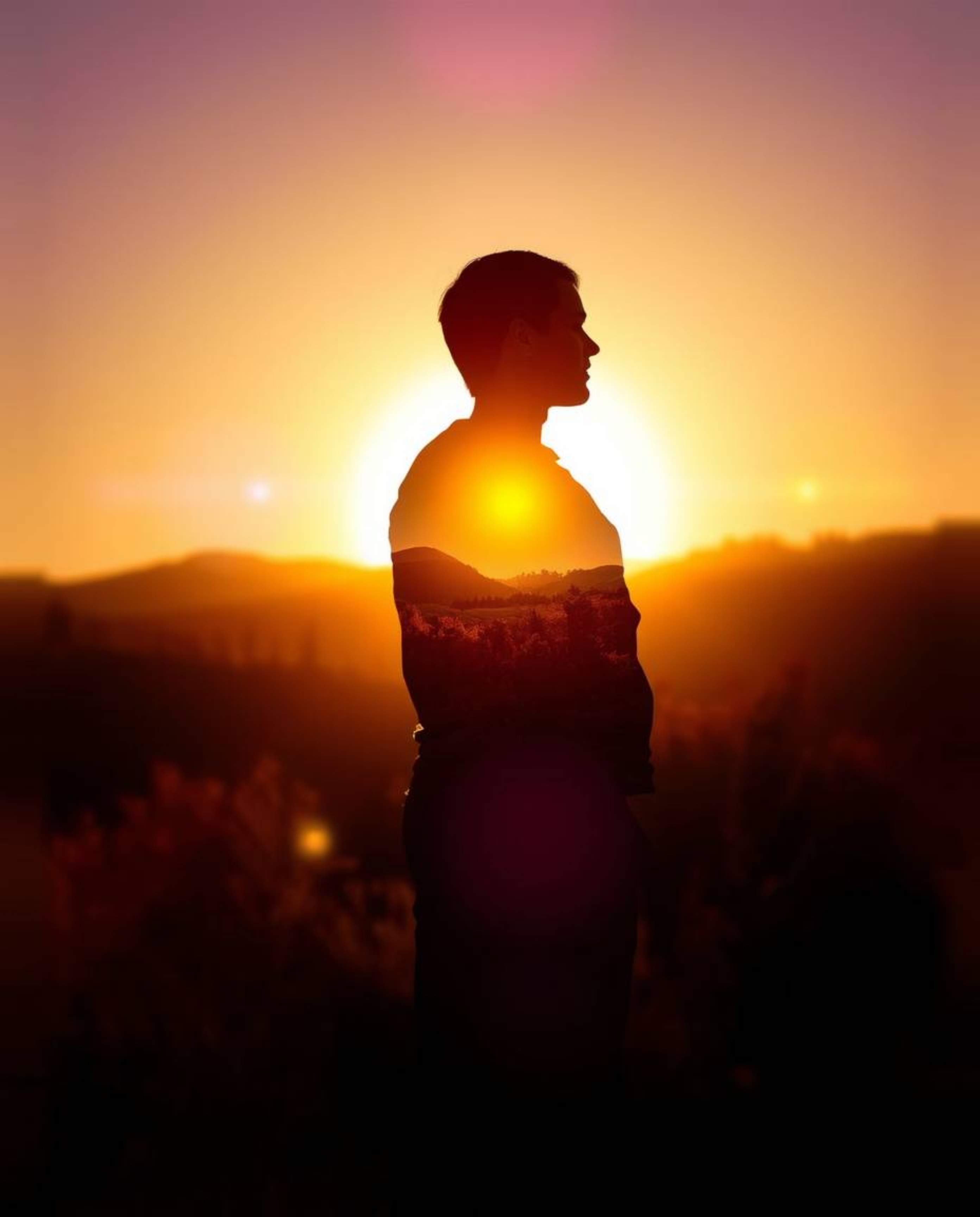 Explore a captivating digital painting featuring silhouetted backlighting and warm autumn colors, creating an earthy and cozy
