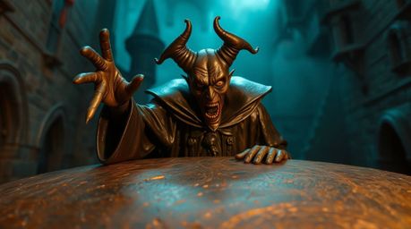 A cast bronze surface evokes an eerie and creepy atmosphere, perfectly capturing a classic Disney villain casting a spell wit