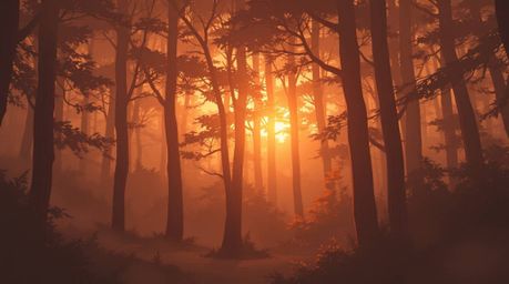 Immerse yourself in an ethereal spiritual vibe depicted in natural earth tones, reminiscent of Isekai anime style.  Sunset li
