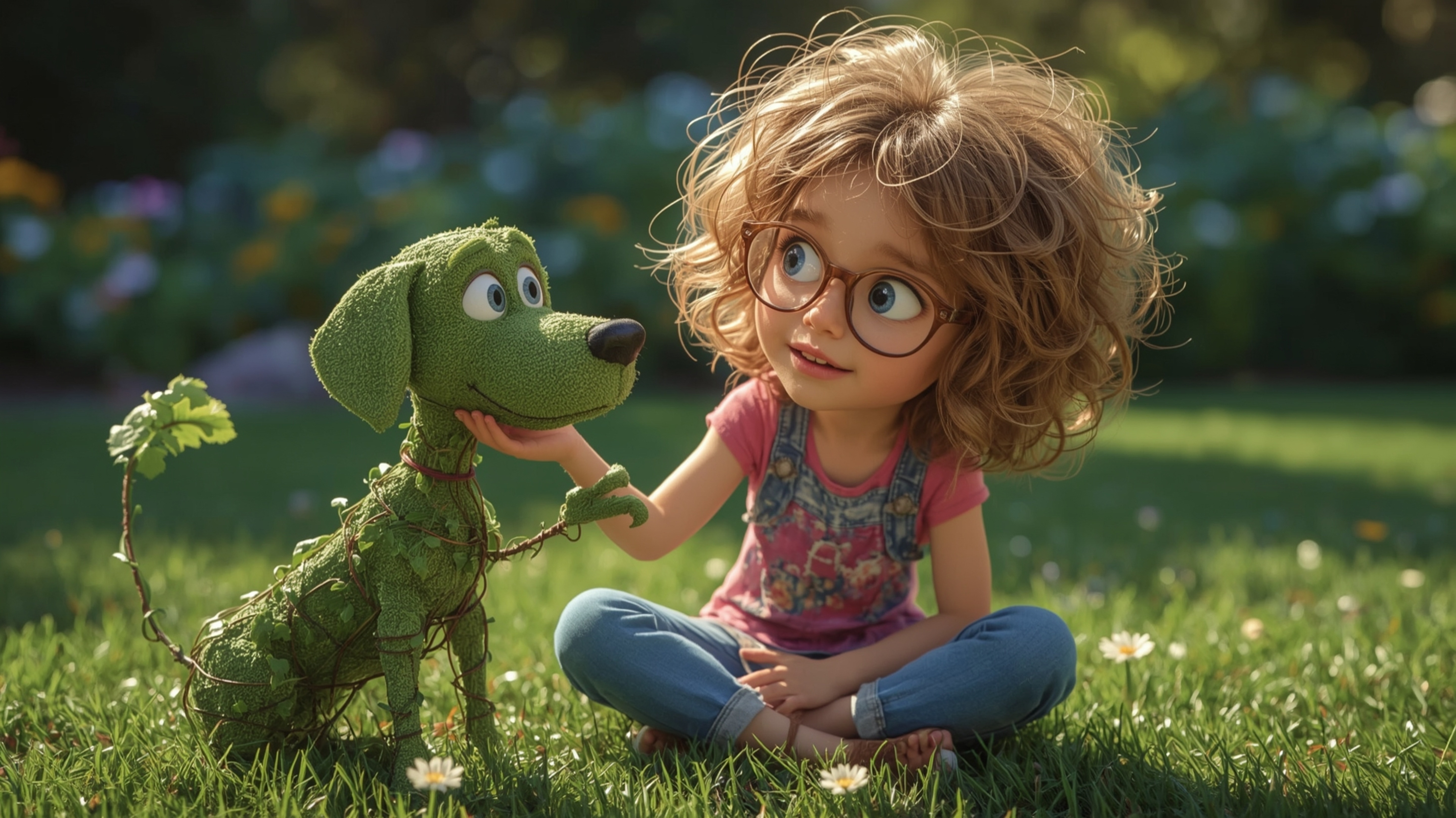 A highly detailed, high-resolution stock photo in a vibrant, Pixar-inspired style, featuring a curious and brilliant homescho