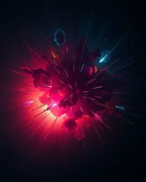 Experience a captivating cosmic explosion of color and light in a strong, moody style with low contrast. This artwork depicts