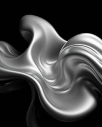 Experience the captivating beauty of classic black and white photography featuring smooth, 3D fluid shapes with metallic text