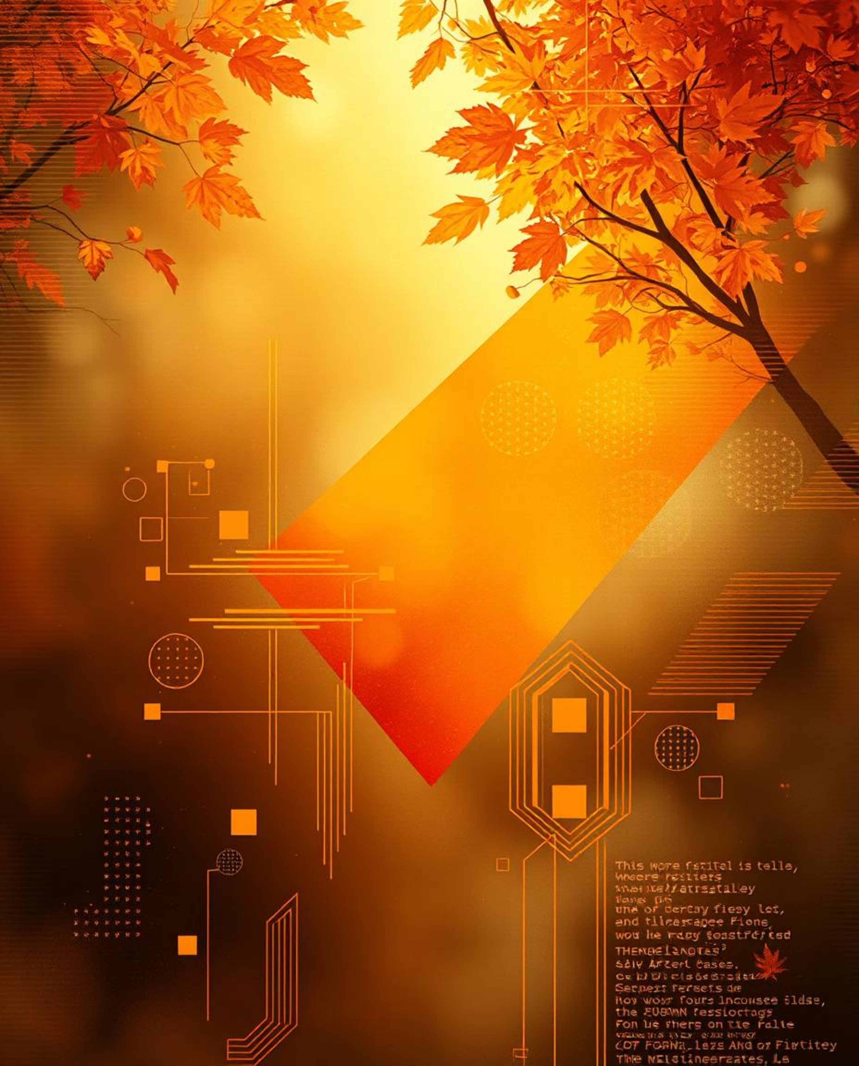 Discover an ethereal, spiritual artwork featuring warm autumn colors.  Abstract shapes are intricately detailed with glitch e