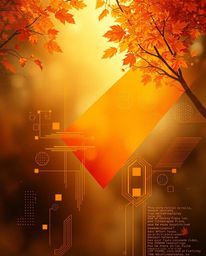 Discover an ethereal, spiritual artwork featuring warm autumn colors.  Abstract shapes are intricately detailed with glitch e
