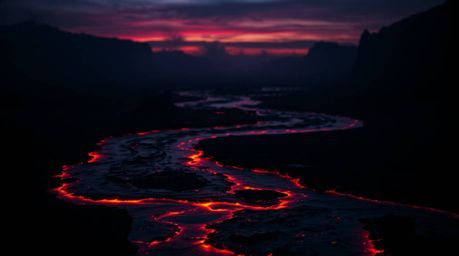 Experience an unsettling atmosphere with this eerie and creepy close-up of a river delta glowing in twilight colors. The imag
